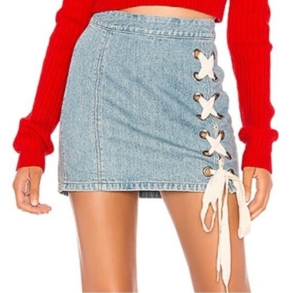 Lovers + Friends Dresses & Skirts - Revolve Lovers + Friends Jake Lace Up Denim Skirt Women’s 27